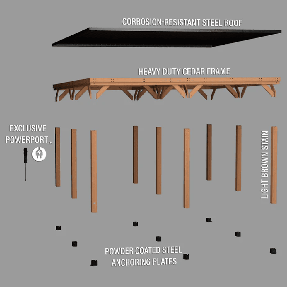 Thumbnail: Backyard Discovery Kingsport Cedar Wood Carport with Steel Roof