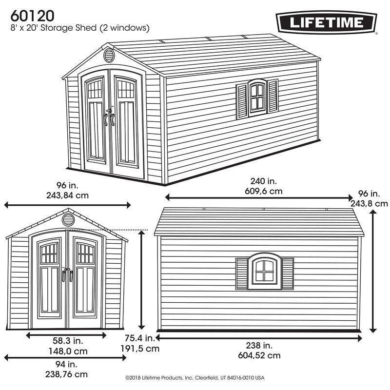 Thumbnail: D Shape Plastic Storage Shed 8 ft. W x 20 ft