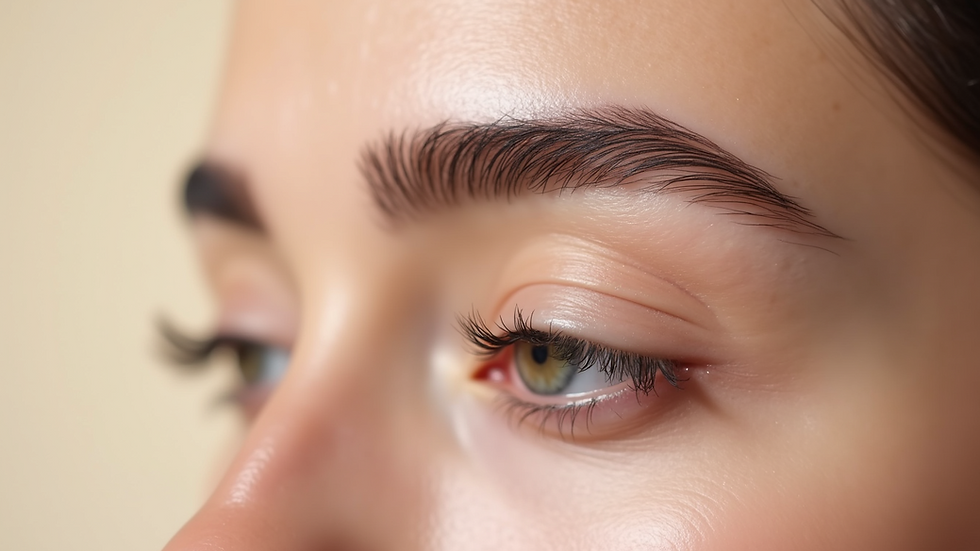 Close-up view of neatly shaped brows