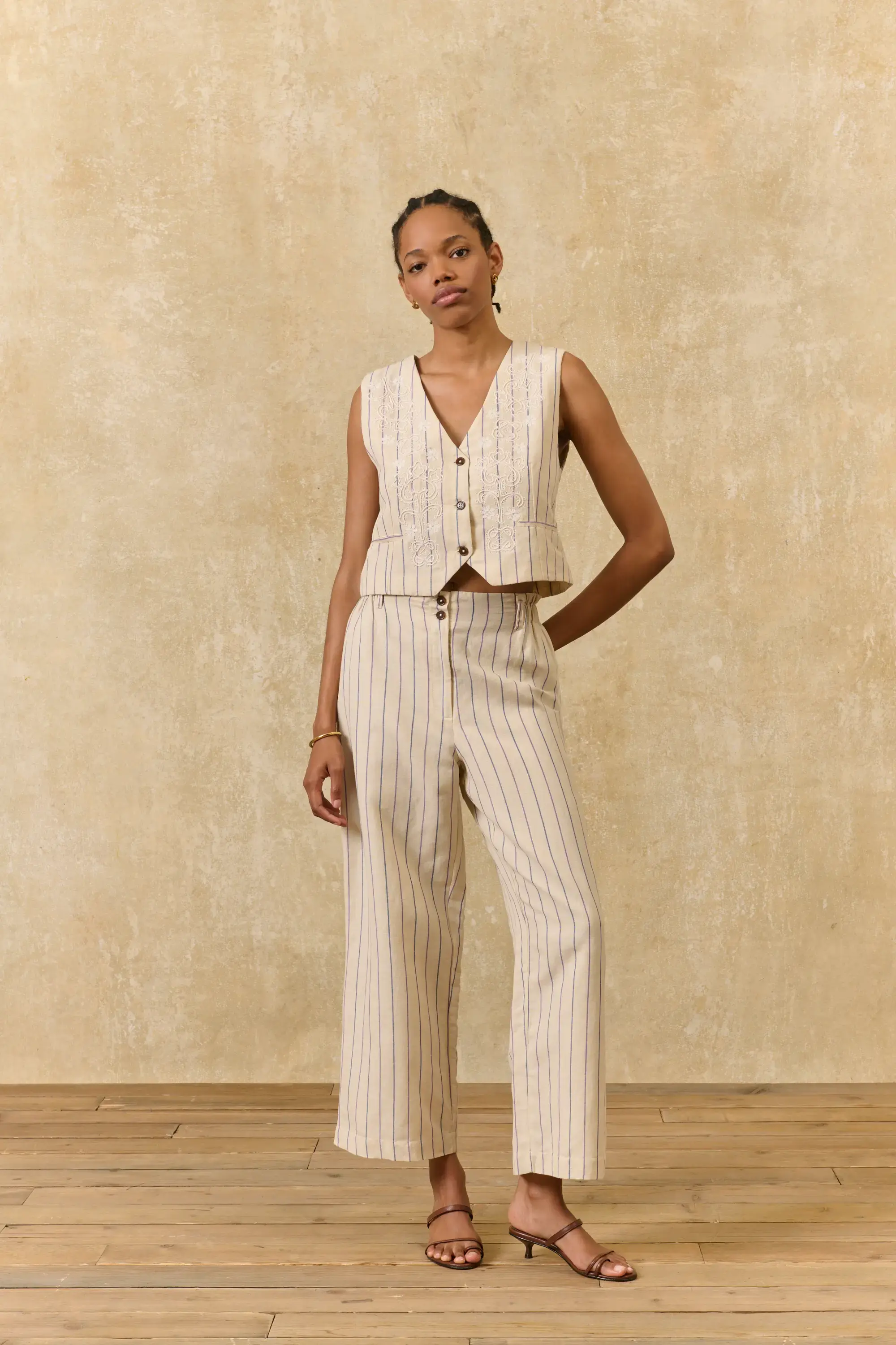 Gilet Franckie Navy Purple Stripes Louise Misha