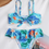 Miniatura: Bañador bikini azul estampado tropical