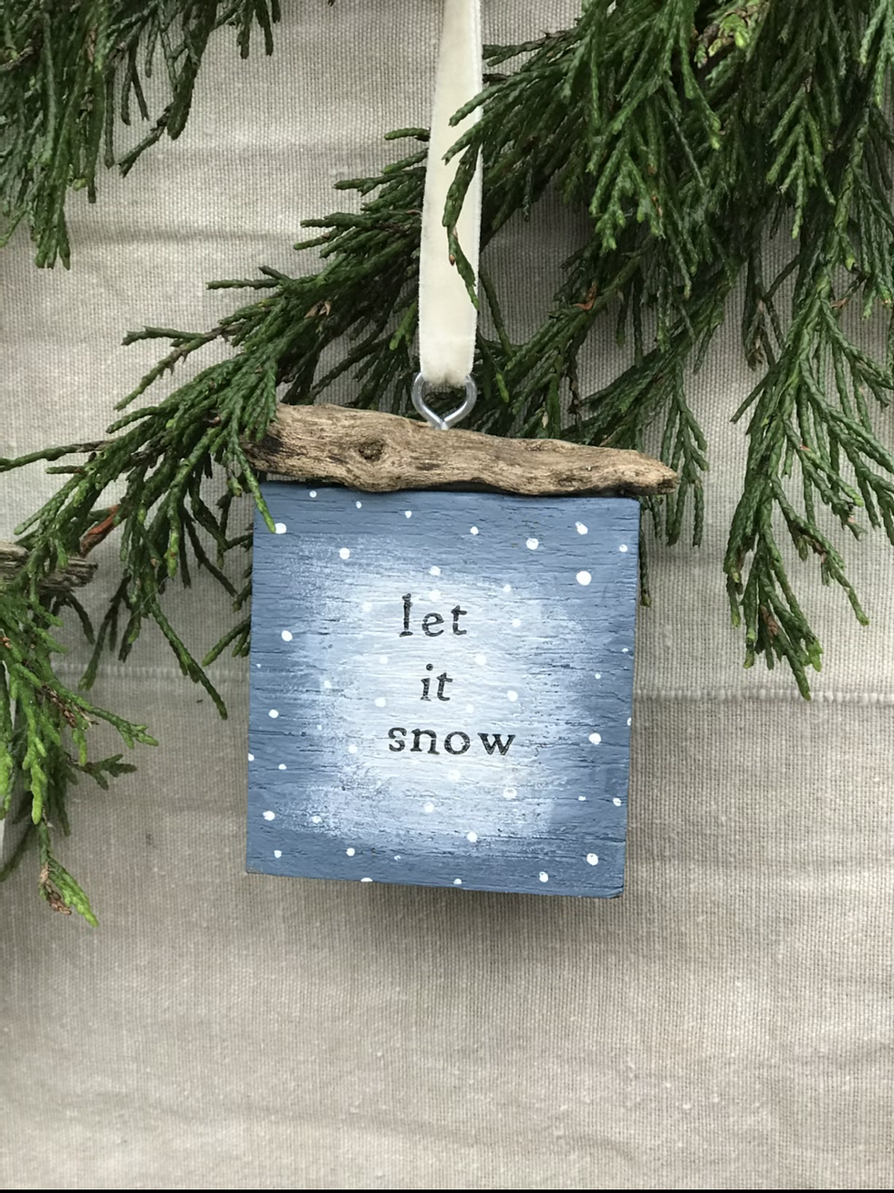 Let it snow wooden house Christmas ornament