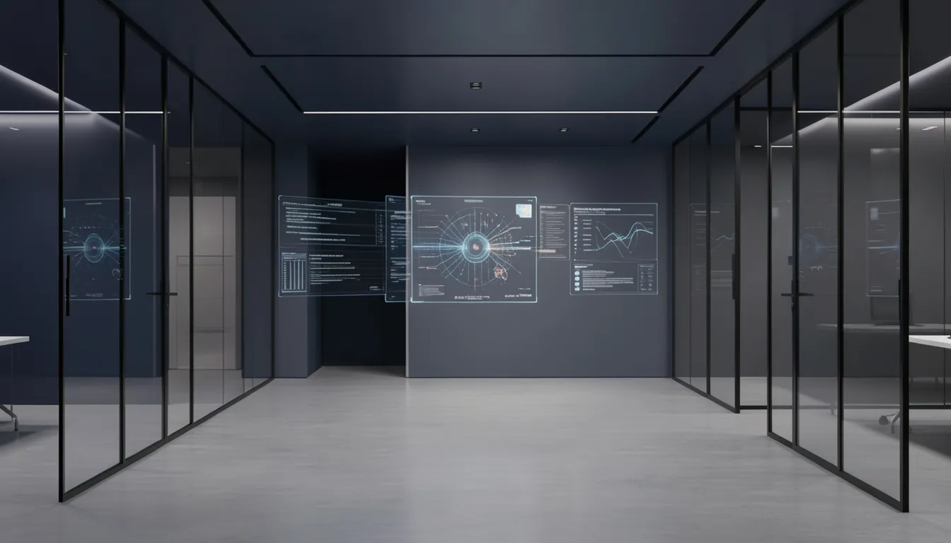 Technology themed abstract office data visualisation image in cool tones