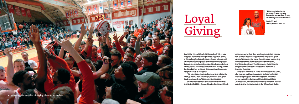 Student body at an indoor basketball game – Wittenberg University Philanthropy Report 