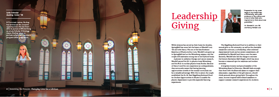 Stained glass windows on the interior of Wittenberg University building.