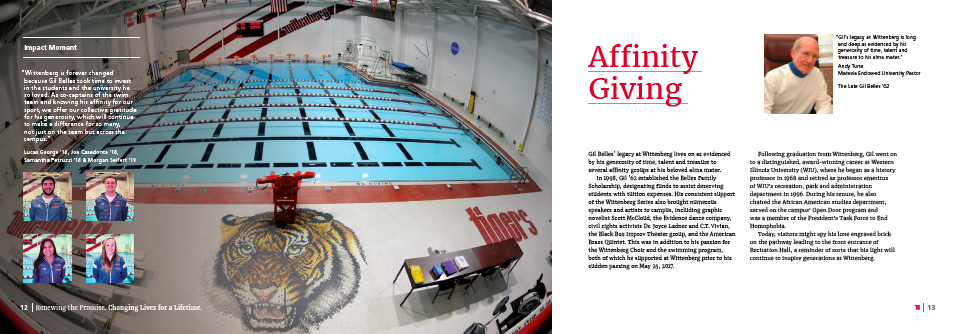 Close up of tiger mural at the Wittenberg University pool.