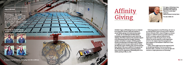 Close up of tiger mural at the Wittenberg University pool.