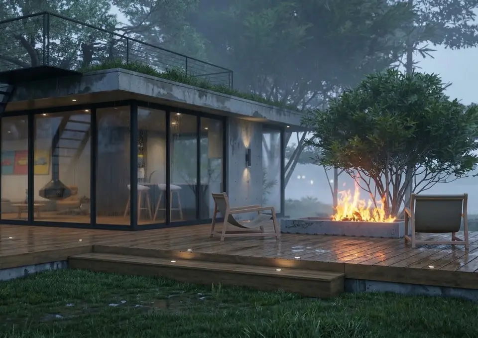 Zona deck de acceso con vista al Lago Calima