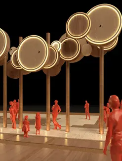 Detalle maqueta NODOS. Propuesta arquitectónica para concurso organizado por la Alcaldía de Santiago de Cali, COOMEVA y el Museo La Tertulia.