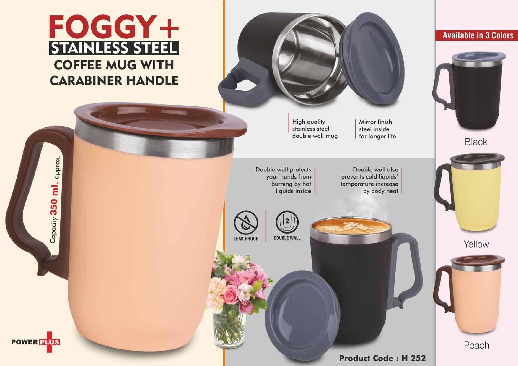 Foggy+ Stainless Steel Coffee Mug With Carabiner Handle