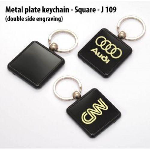 METAL PLATE KEYCHAIN - SQUARE (DOUBLE SIDE ENGRAVING) J109