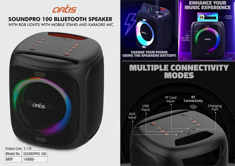 Artis Soundpro 100 Bluetooth Speaker With RGB Lights |