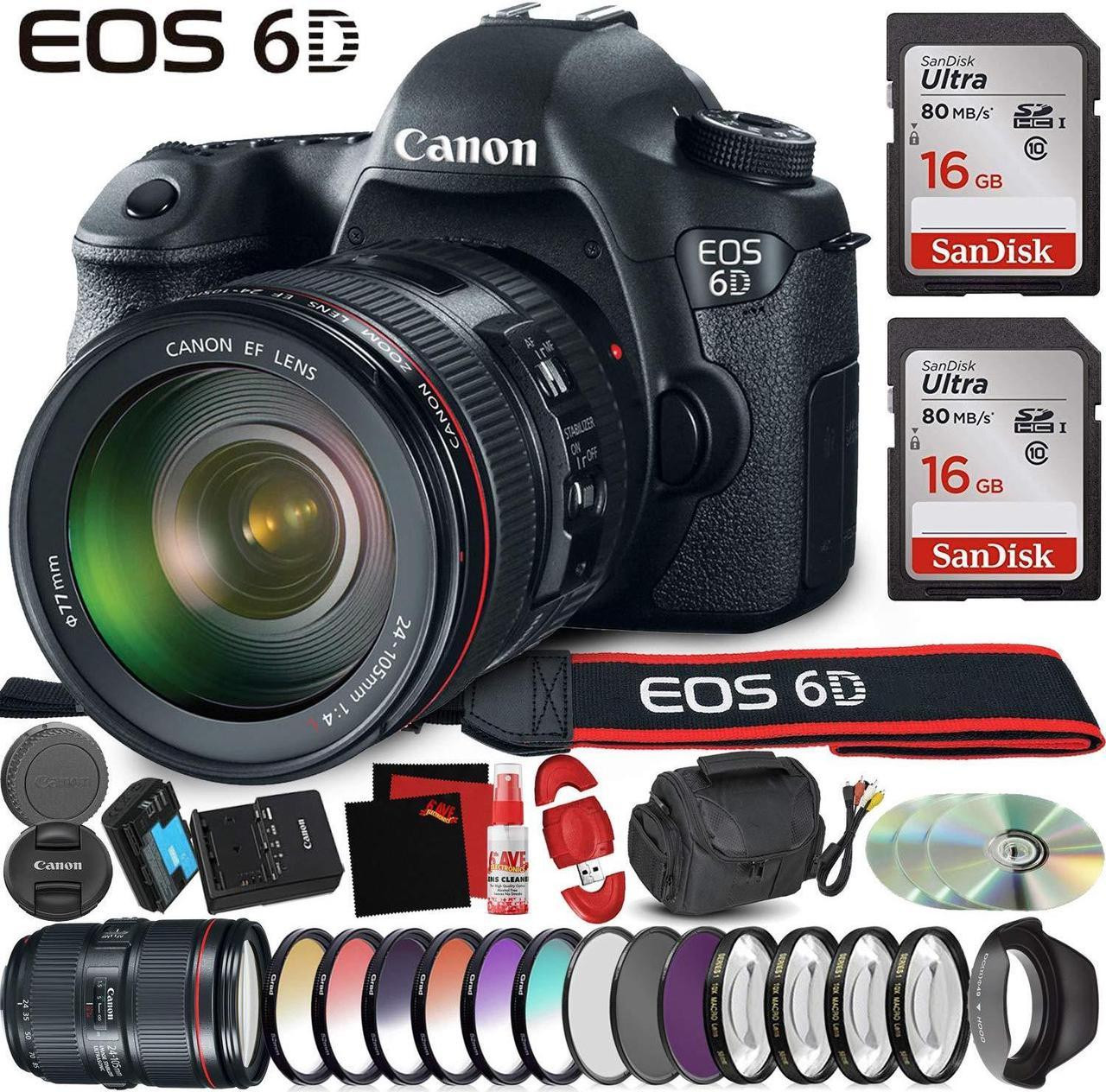 Canon EOS 6D DSLR Camera with Canon 24-105mm USM Lens - 32GB Memory