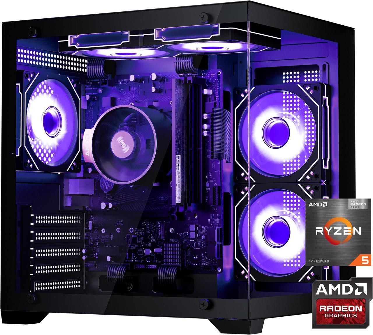 YAWYORE Gaming PC Desktop computer AMD Ryzen 5 5600GT,16GB DDR4 3200MHz,1TB M.2