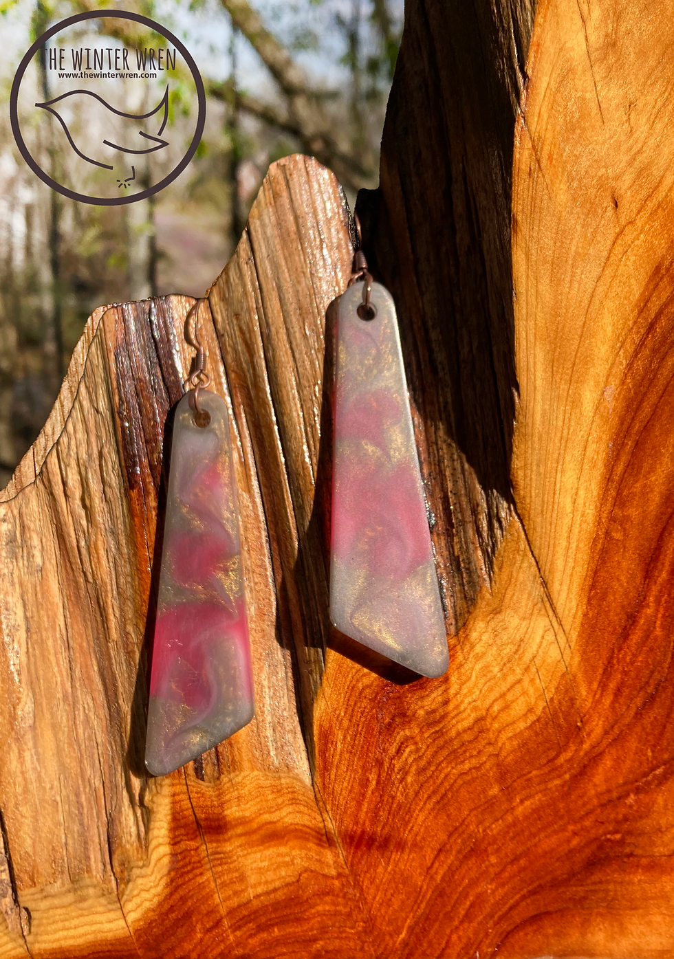 ANGLE EARRINGS: Olive & Pink