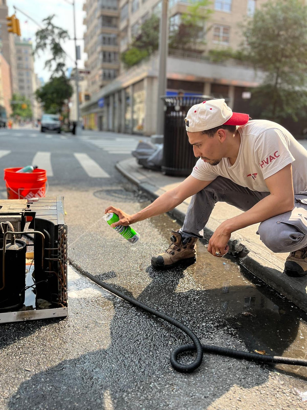 Cleaning coils in a window unit in NYC