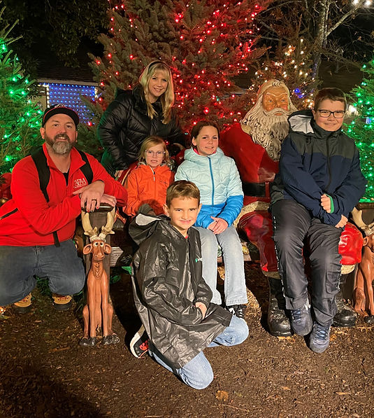family photo in the park at Christmas time