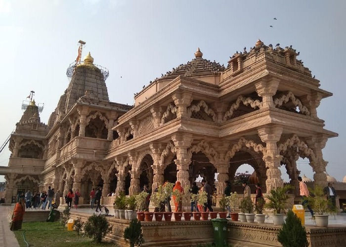 High angle view of a traditional temple dedicated to Saawariya Seth