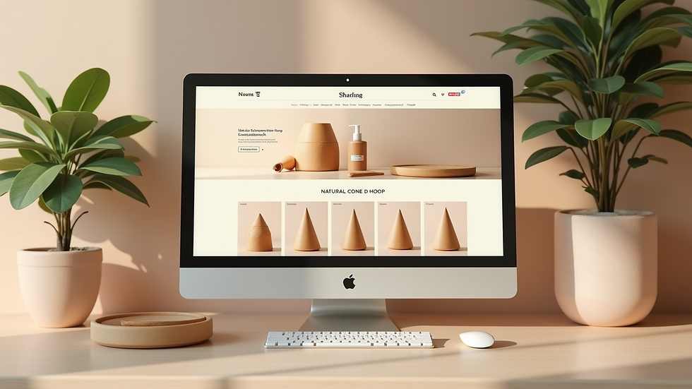 Eye-level view of a neatly arranged online store webpage showing natural cone dhoop products