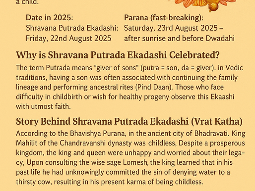🌿 Shravana Putrada Ekadashi 2025: Significance, Rituals & Blessings for Parenthood