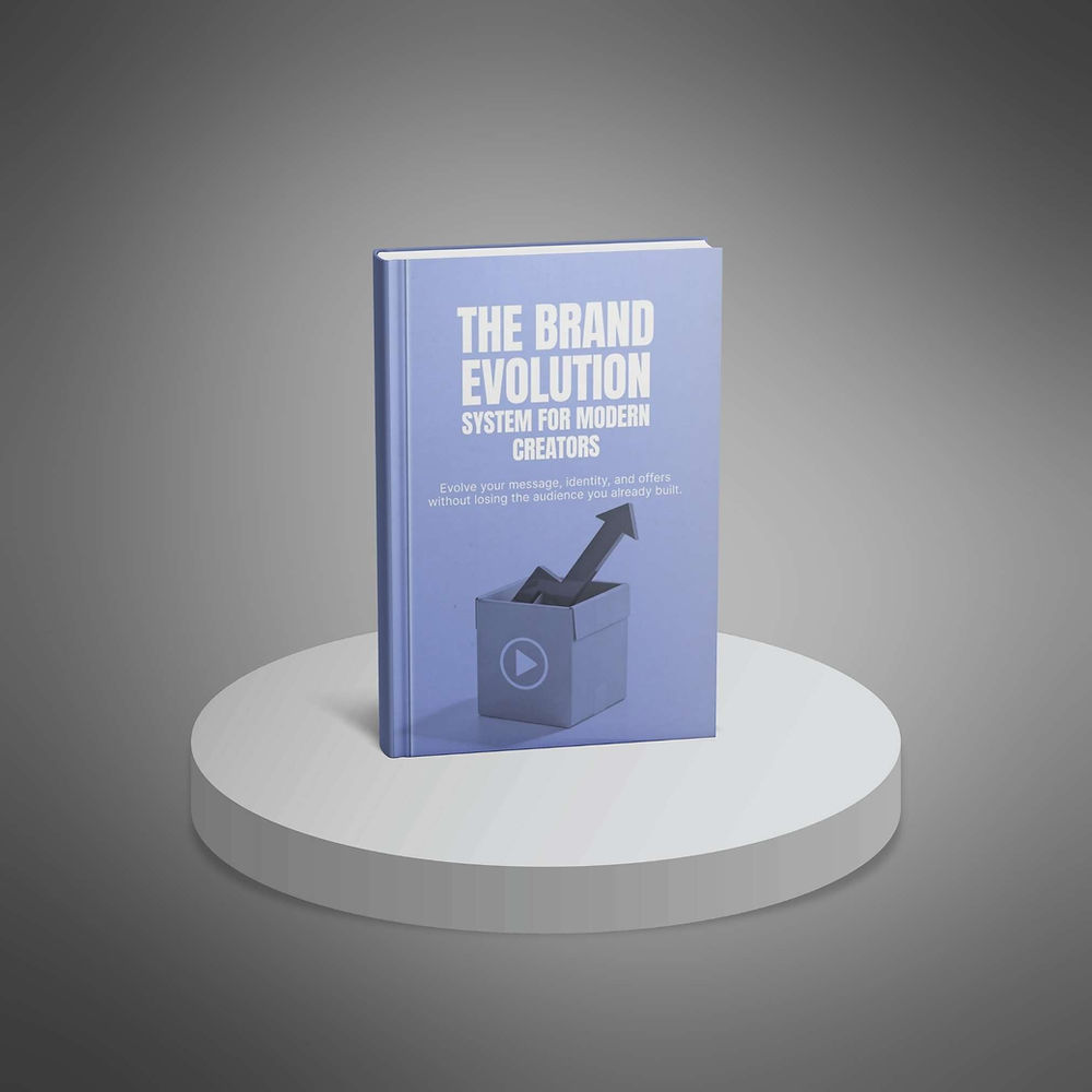 The Brand Evolution book on a pedestal.