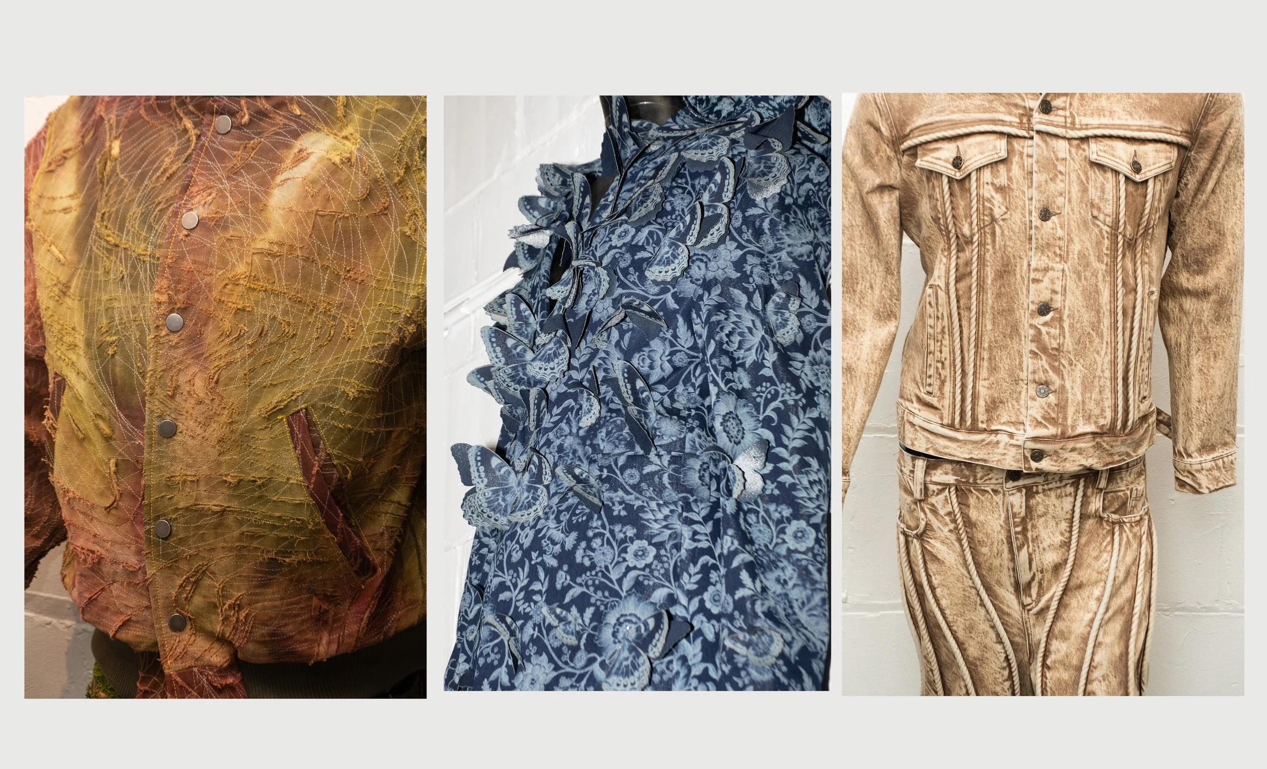 Collection of Art on wall with mannequins