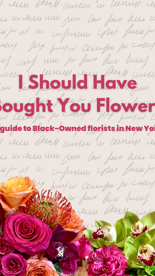 A bed of flowers and roses multi colored with a bright text on a beige background