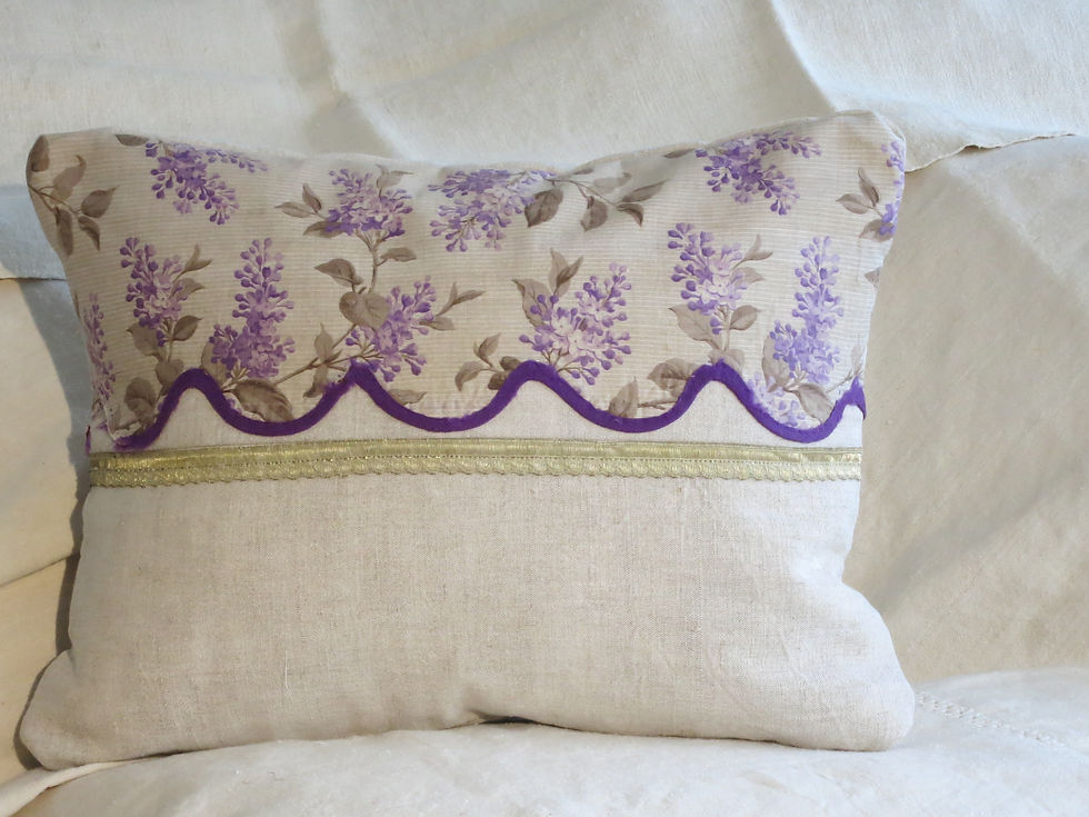 Thumbnail: Antique French Floral & Linen Pillow