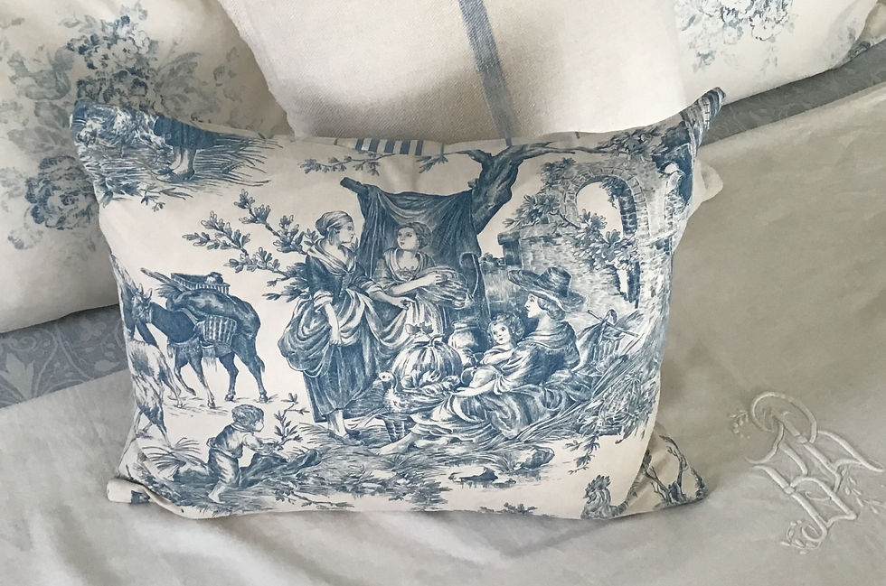 Thumbnail: French Toile de Jouy  Pillow "Les Occupations de la ferme”