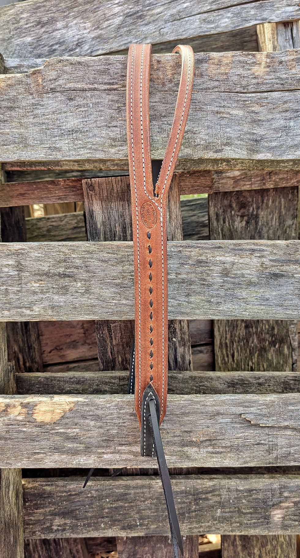 Thumbnail: Harness rough-out w/ black buckstitch+ handmade buckle 