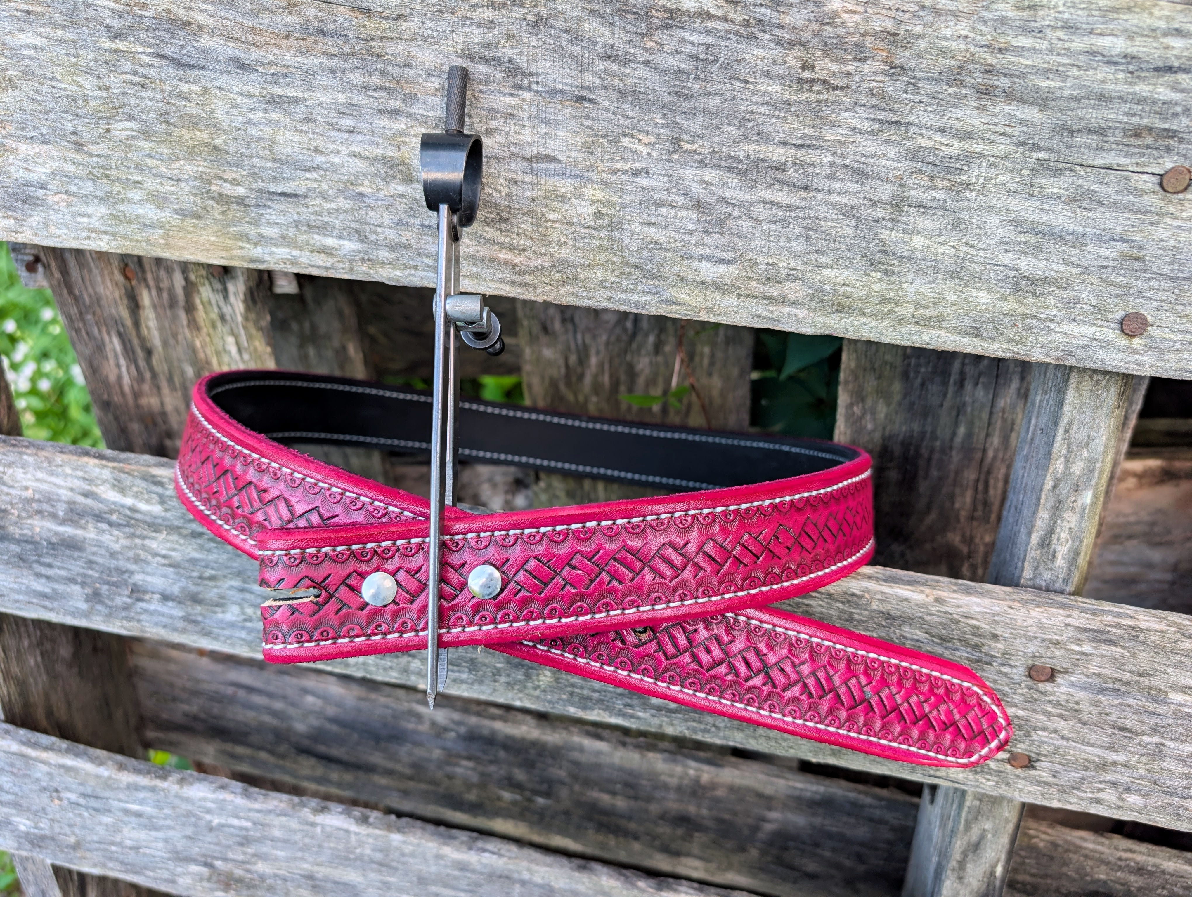 Hot pink stamped belt 