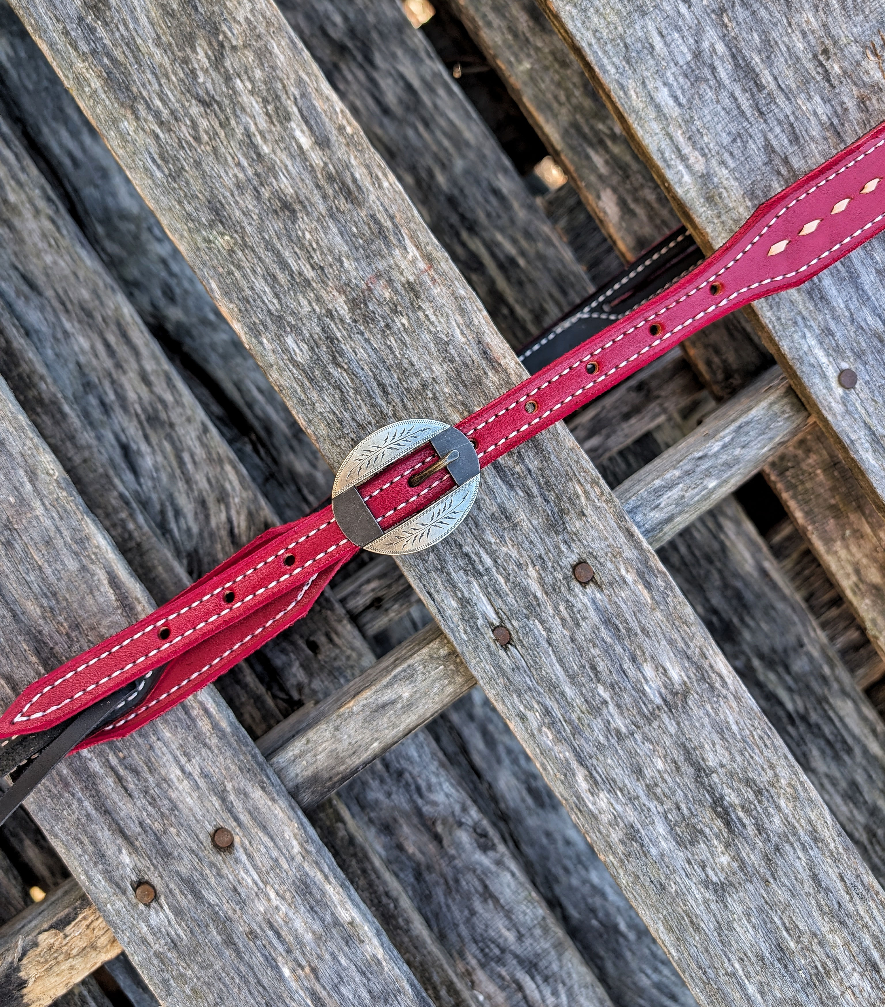 Red w/ cream buckstitch & Rankin buckle 