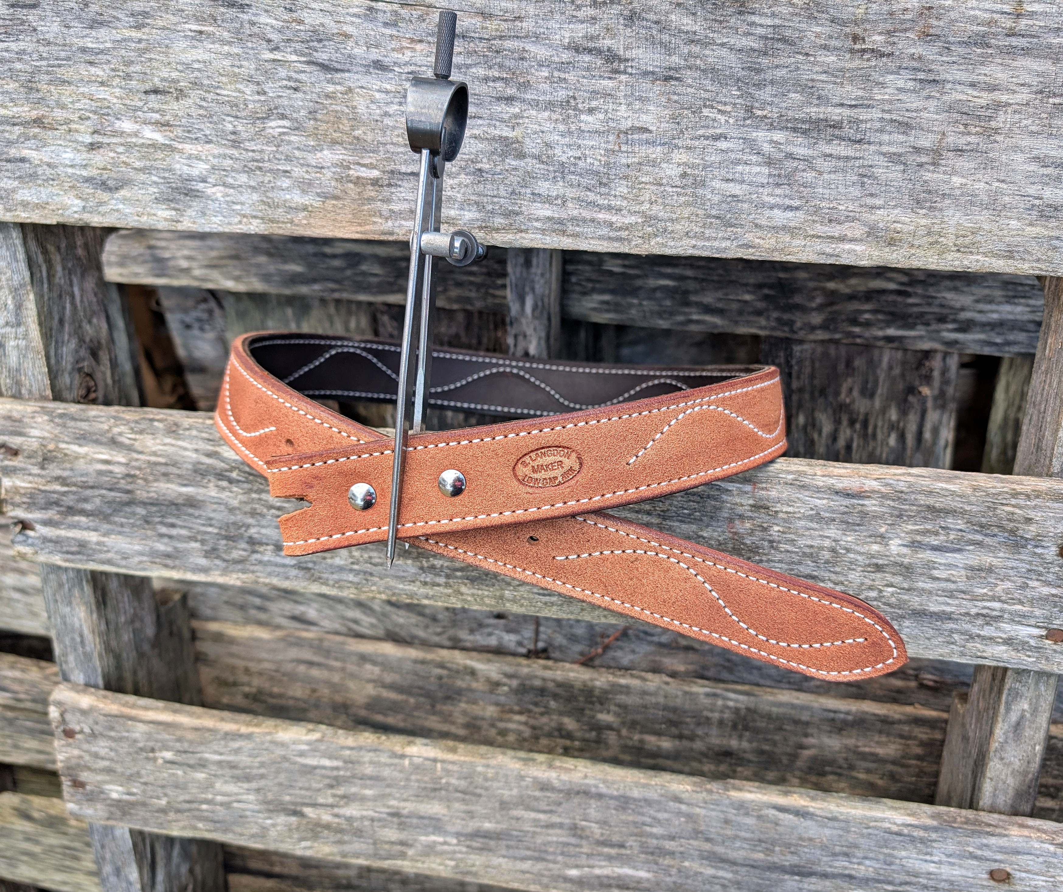 Heavy oiled rough-out w/ wave stitch 