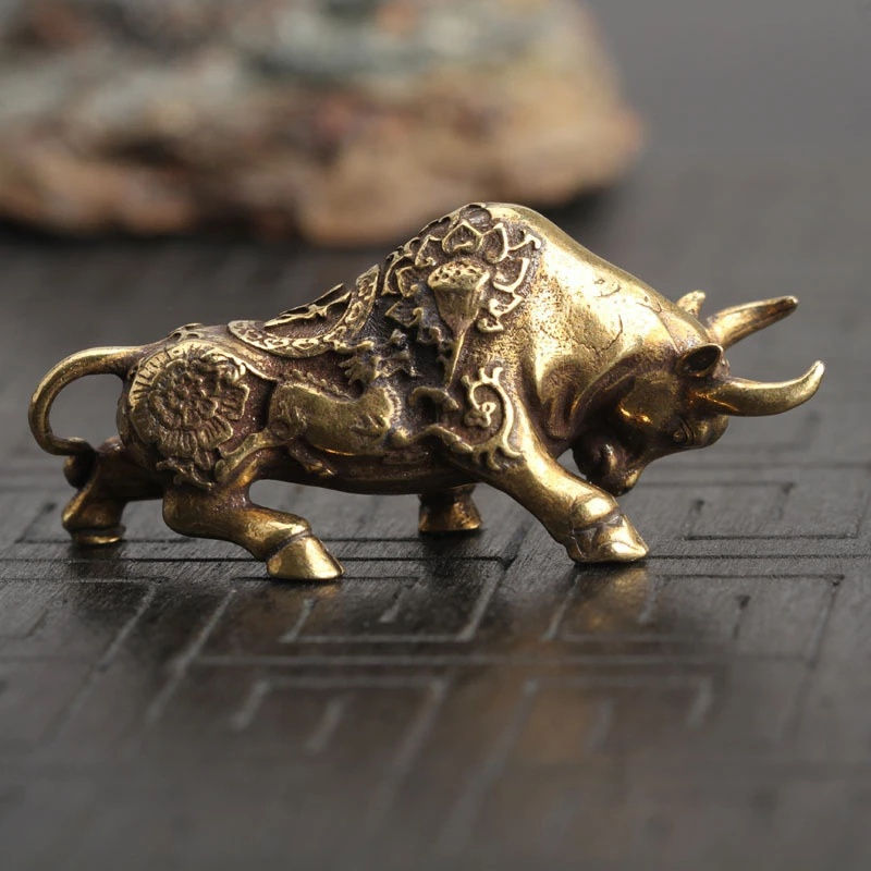 Brass Lucky Bullfighting Statue Home Decoration Ornaments Copper Animal Miniatur
