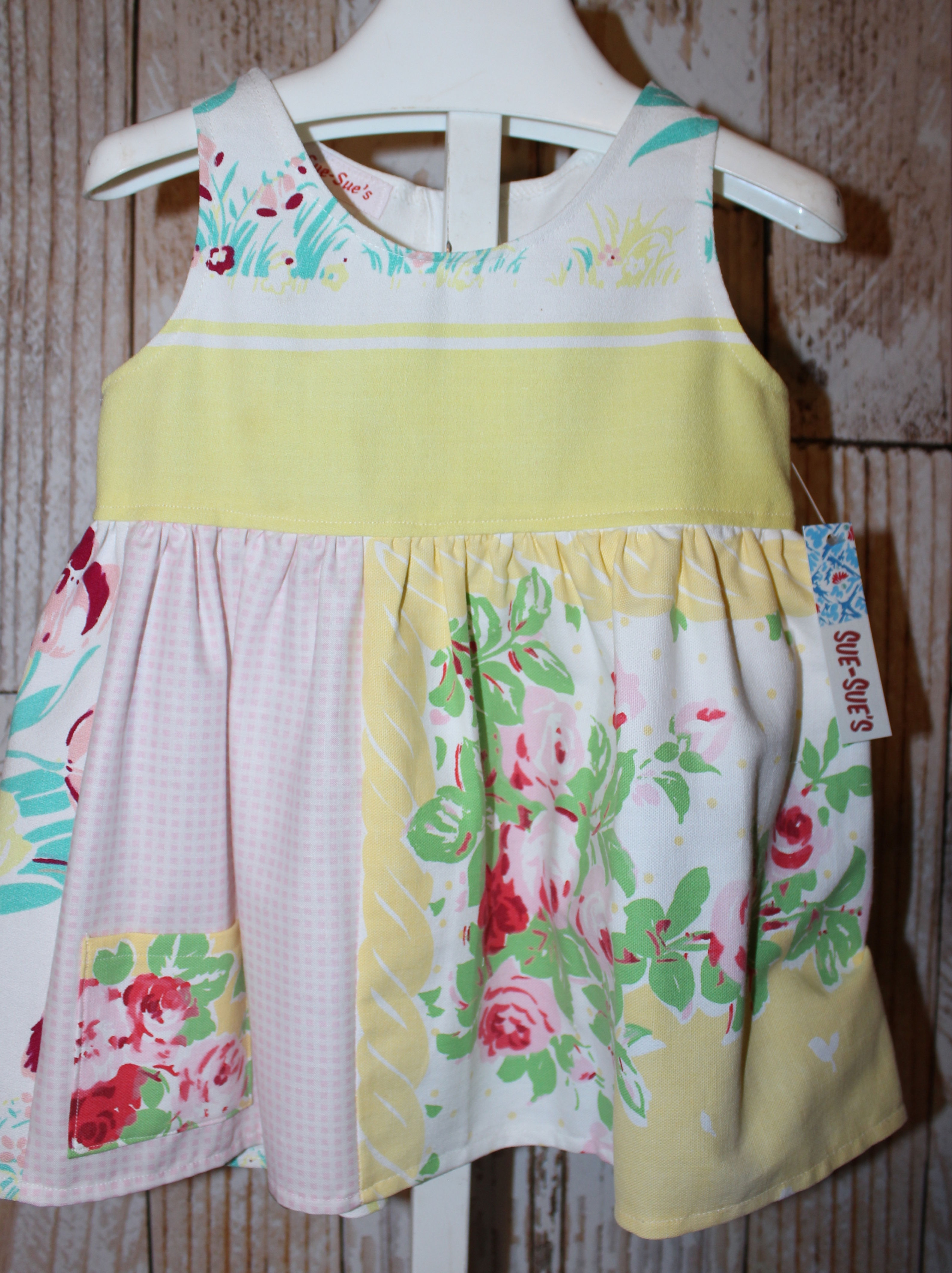 Yellow with pink flowers dress