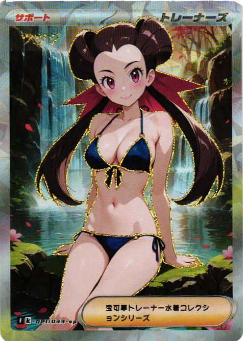 ROXANNE BIKINI Pokemon Trainer Custom Art Anime Collectible Card