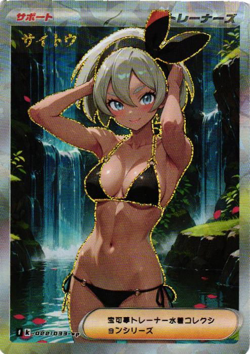 BEA BIKINI Pokemon Trainer Custom Art Anime Collectible Card