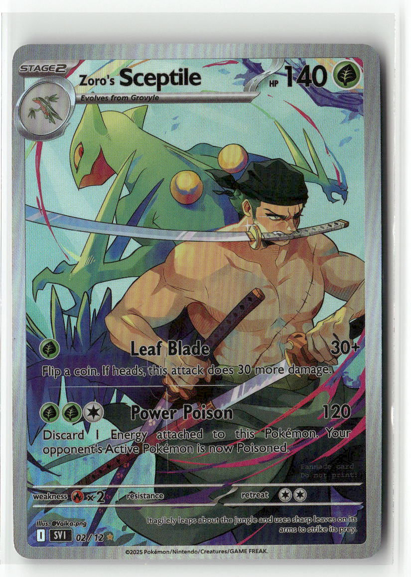 RORONOA ZORO AND SCEPTILE Crossover One Piece Collectible Anime Card