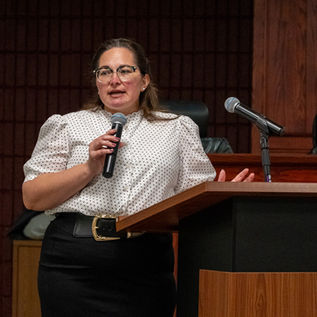 Presenter discussing Quapaw archaeology