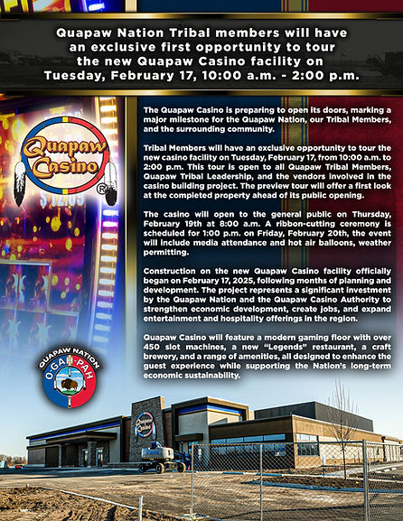 Exterior view of the new Quapaw Casino facility ahead of the Tribal Member preview tour on February 17.