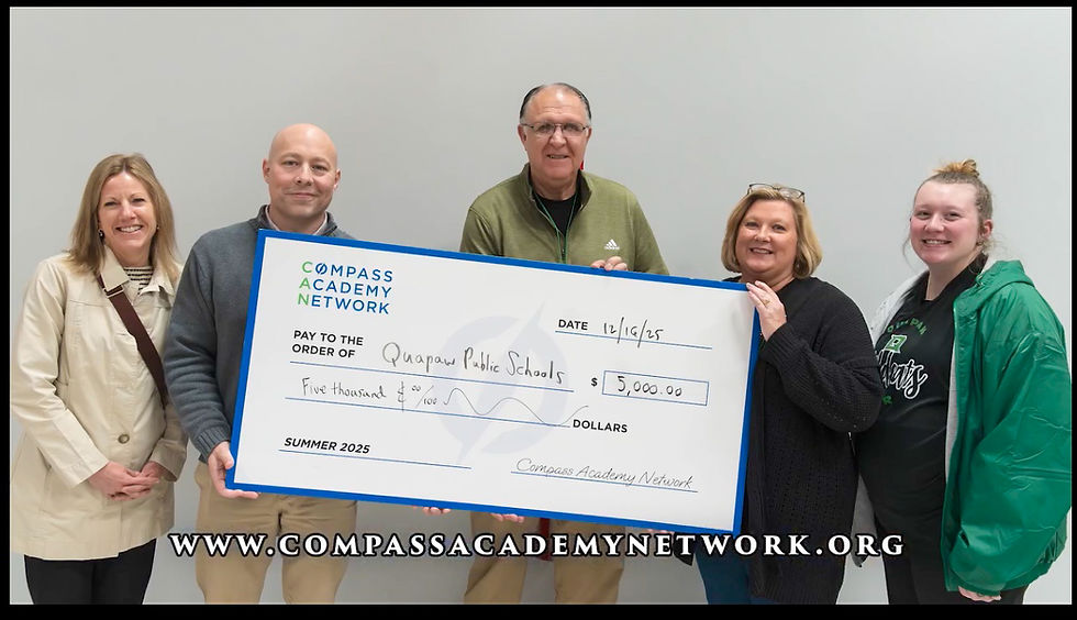 Compass Academy Network awards a $5,000 Partner Grant to Quapaw Public Schools supporting middle school enrichment programs.