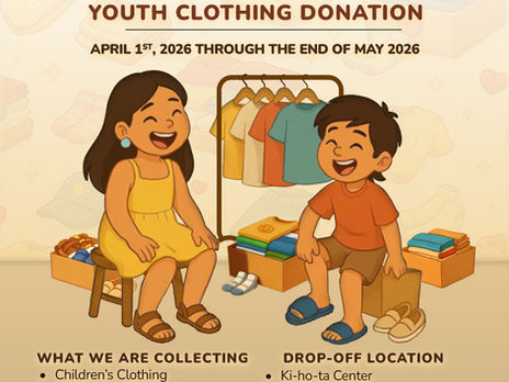 Closet Clean Out youth clothing donation drive flyer with drop-off locations and donation details for Quapaw Nation