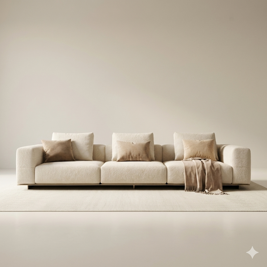 Modular Boucle Sofa – front view – SOISU Italian luxury furniture India