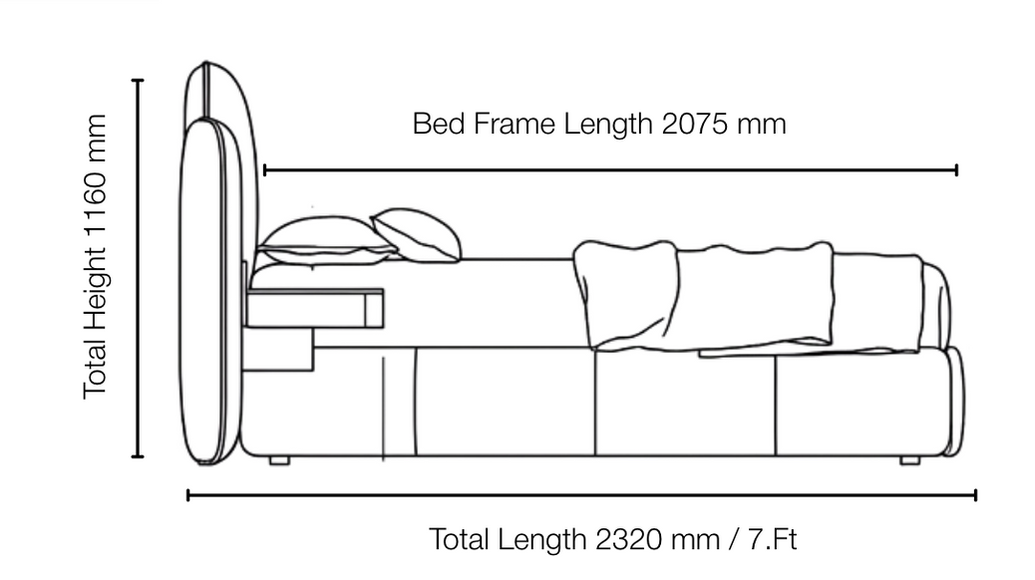 Technical layout and dimensions of a SOISU bespoke king-size bed, featuring a total headboard length of 2650 mm (8.7 ft) and a bed frame width of 1710 mm (5.7 ft), designed for luxury master bedrooms in India.