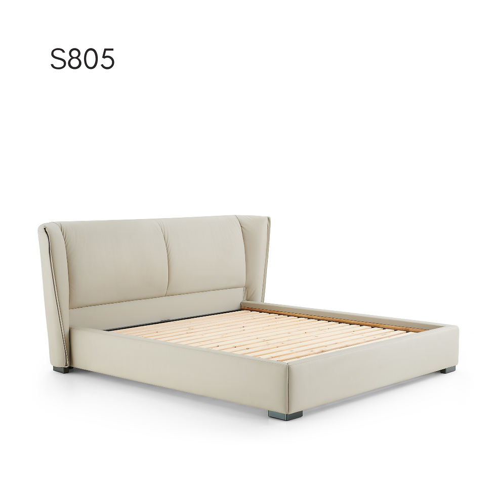 S805 — Wingback Upholstered Bed – side profile – Italian furniture Mumbai luxury