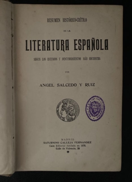 Miniatura: RESUMEN HISTÓRICO-CRITICO DE LA LITERATURA ESPAÑOLA
