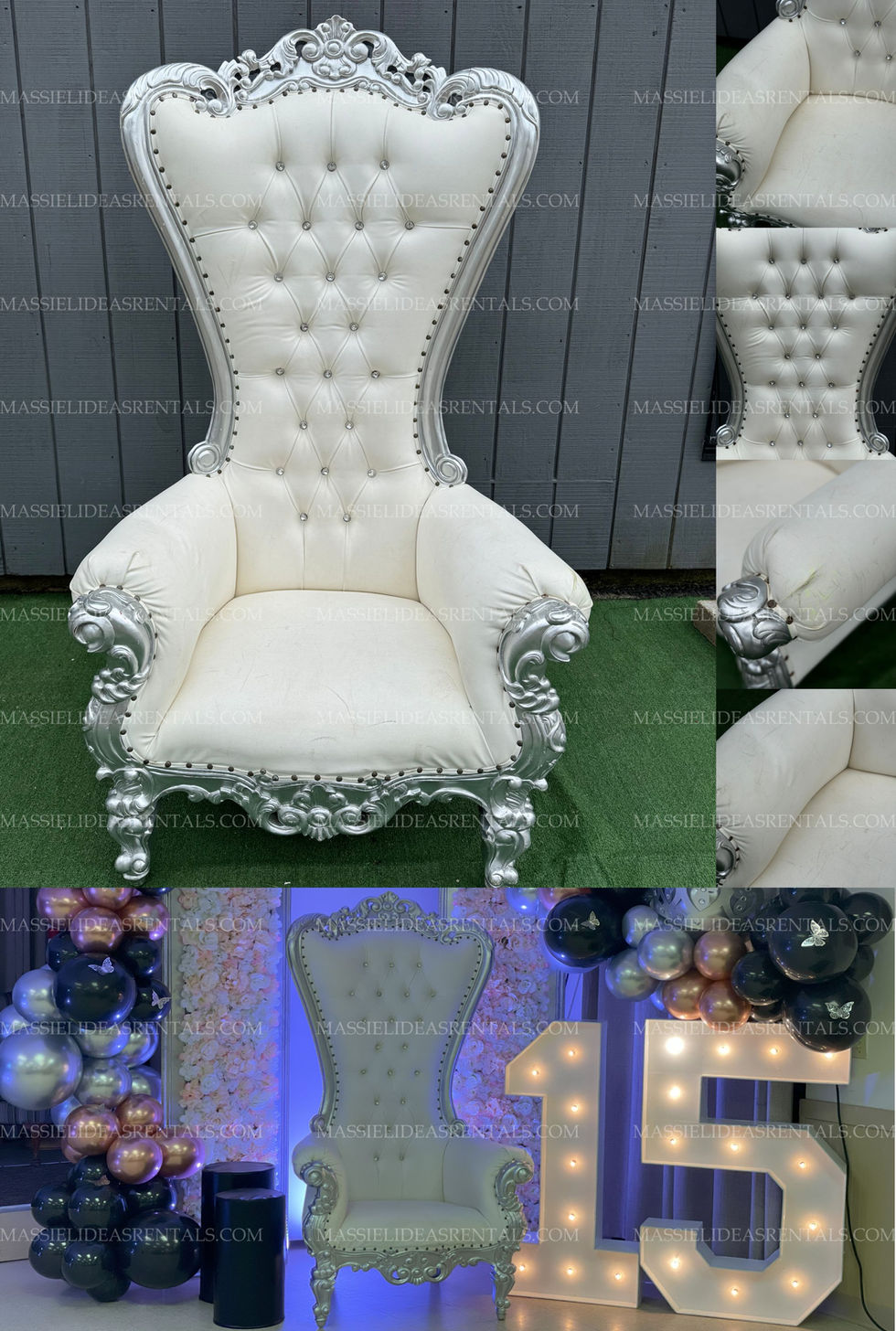 Silver and White Throne chair - Massiel Ideas