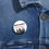 Thumbnail: White round ‘Silence is Compliance – Time to Act Up!’ button pinned to denim jacket, featuring black raised fists against whi