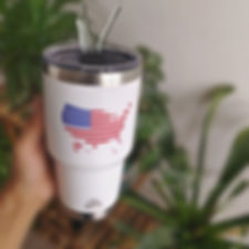 Tumbler 30oz Stainless Steel, Vacuum Insulated w/MagSlider Lid, USA Flag on Whit