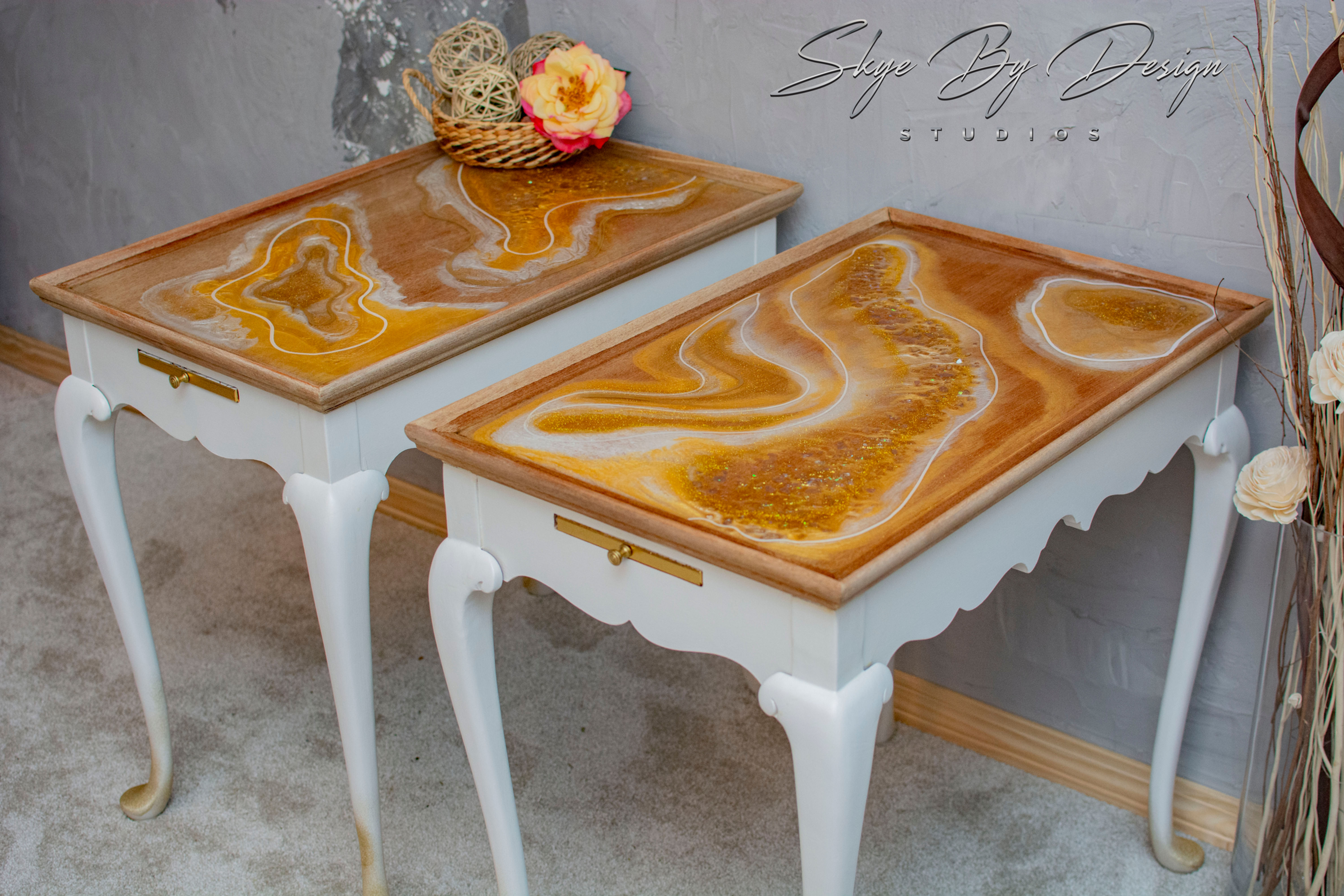 White and Gold Geode Table